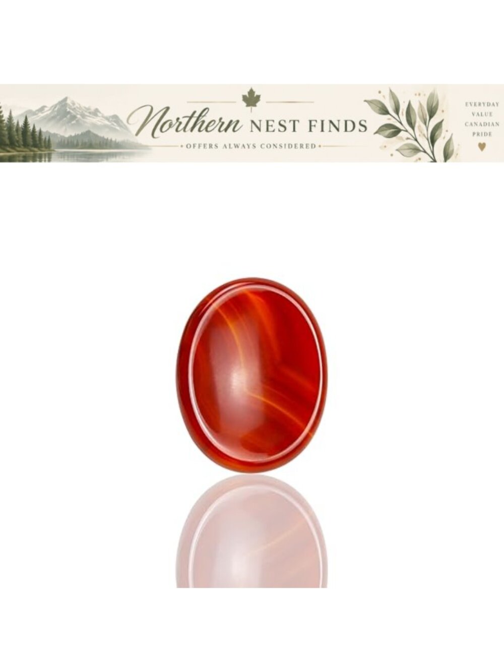 Carnelian Worry Stone Oval Palm Stone 1.57x1.18 Crystal Healing
